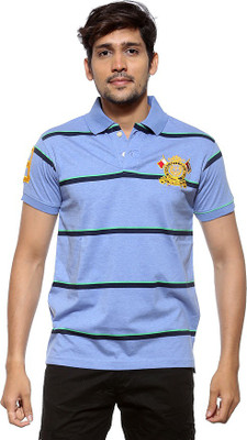 

Sports 52 Wear Striped Men's Polo Neck Blue T-Shirt, Sky.