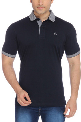 

Parx Solid Men's Flap Collar Neck Blue T-Shirt