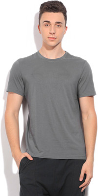 

REEBOK Solid Men's Round Neck Grey T-Shirt, Alloy