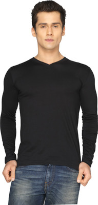 

Joke Tees Solid Men's V-neck Black T-Shirt