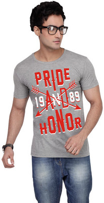 

Inkovy Graphic Print Men' Round Neck Grey T-Shirt