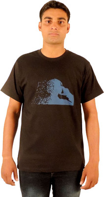 

Trendster Printed Men' Round Neck Black T-Shirt