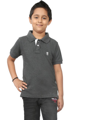 

The Cotton Company Boys Solid T Shirt(Grey, Pack of 1, Gunmetal grey