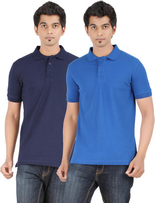 

Ap'pulse Solid Men's Polo Neck Dark Blue, Blue T-Shirt(Pack of 2, Navy;rblue