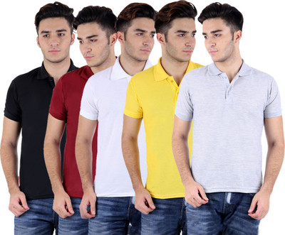 

Sanvi Traders Solid Men Polo Neck Multicolor T-Shirt(Pack of 5