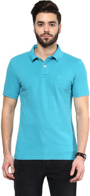 

Urban Eagle by Pantaloons Solid Men's Polo Neck Blue T-Shirt, Teal