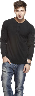 Gritstones Solid Men Round or Crew Blue T-Shirt