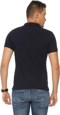 

Campus Sutra Solid Men Polo Neck Blue T-Shirt