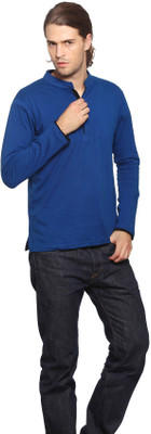 

Gritstones Solid Men' Henley Dark Blue T-Shirt, Indigo