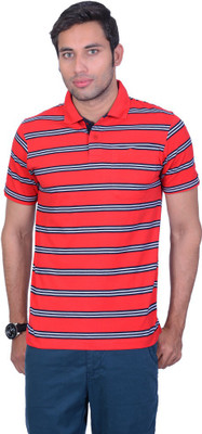 

Proline Striped Men's Polo Neck Red T-Shirt