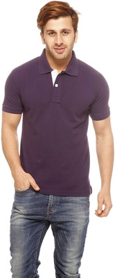 

Gritstones Solid Men's Polo Neck Purple T-Shirt