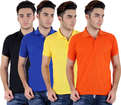 

Sanvi Traders Solid Men Polo Neck Multicolor T-Shirt(Pack of 4