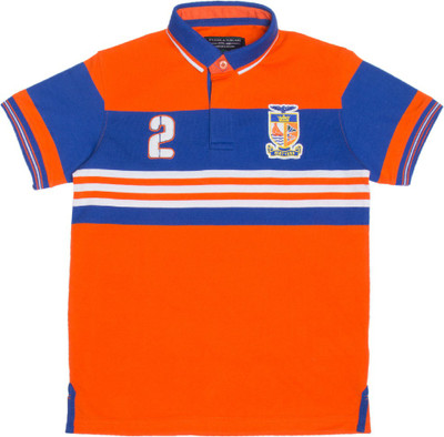 29% OFF on Wilkins & Tuscany Boys Striped T Shirt(Orange, Pack of 1)