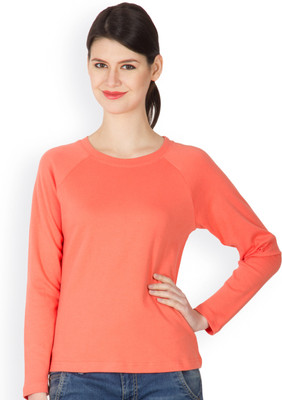 Hypernation Solid Women's Round Neck Orange T-Shirt
