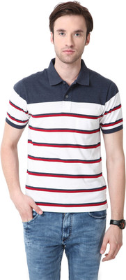 

Mudo Striped Men's Mandarin Collar Dark Blue T-Shirt, Navy