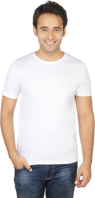 Quetzal Solid Men's Round Neck White T-Shirt