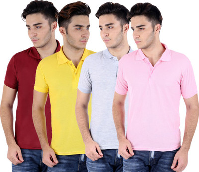 

Sanvi Traders Solid Men Polo Neck Multicolor T-Shirt(Pack of 4