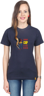 

Campus Sutra Printed Women's Round Neck Blue T-Shirt