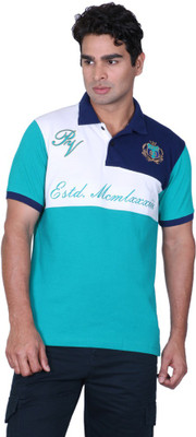 

Proline Solid Men's Flap Collar Neck White, Blue T-Shirt, Green