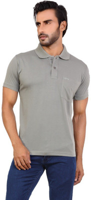 

Awack Solid Men's Polo Neck Grey T-Shirt, Pista