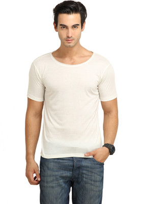 

Fio Solid Men' Round Neck White T-Shirt