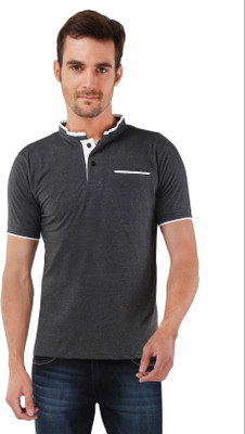 

The Cotton Company Solid Men's Henley Grey T-Shirt, Gunmetal grey