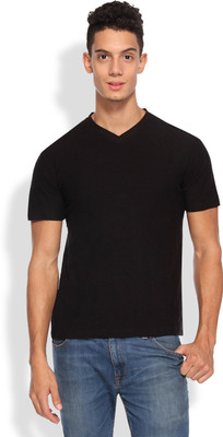 

Arise Self Design Men's V-neck Black T-Shirt