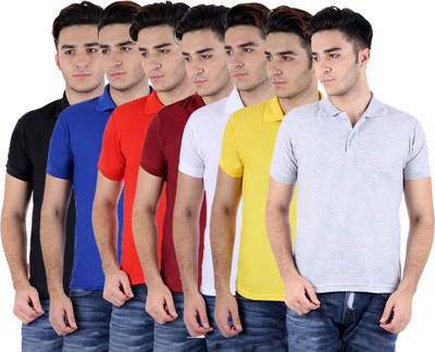 

Sanvi Traders Solid Men Polo Neck Multicolor T-Shirt(Pack of 7