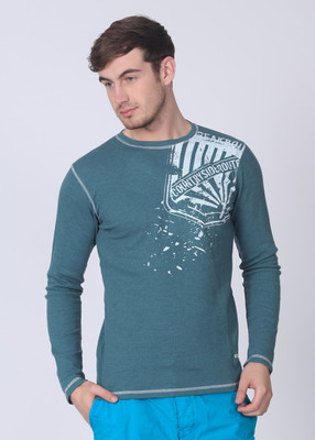 

Breakbounce Printed Men's Round Neck Blue T-Shirt, Gobin blue