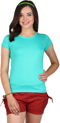 

SayItLoud Solid Women's Round Neck Light Green T-Shirt