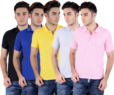 

Sanvi Traders Solid Men Polo Neck Multicolor T-Shirt(Pack of 5