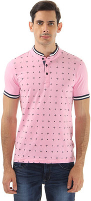 

Cloak & Decker Printed Men's Polo Neck Pink T-Shirt