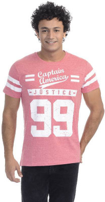 

Captain America Printed Men's Round Neck Red, White T-Shirt, Red snow