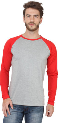 

SayItLoud Solid Men's Round Neck Grey, Red T-Shirt