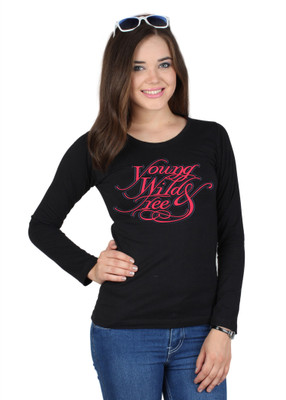 

SayItLoud Graphic Print Women' Round Neck Black T-Shirt