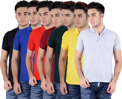

Sanvi Traders Solid Men Polo Neck Multicolor T-Shirt(Pack of 7