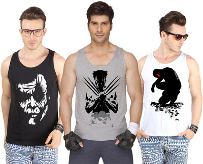 

SayItLoud Men Vest(Pack of 3, Black;grey;white