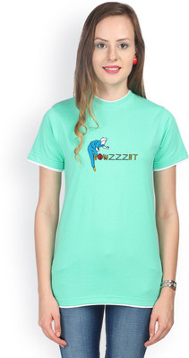 

Campus Sutra Printed Women's Round Neck Light Green T-Shirt