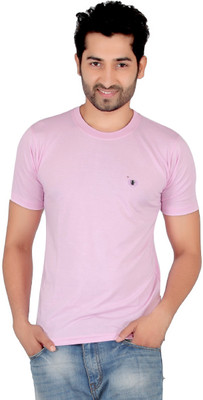 

Awack Solid Men's Round Neck Pink T-Shirt