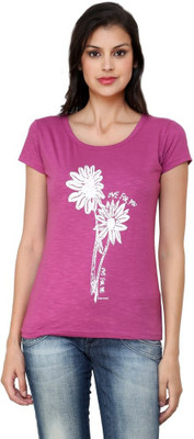 

Espresso Printed Women's Round Neck Pink T-Shirt