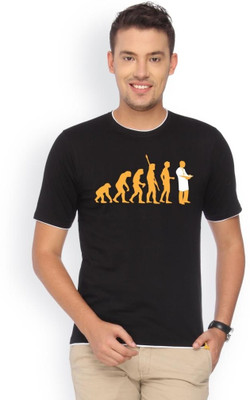 

Campus Sutra Printed Men Round Neck Black T-Shirt