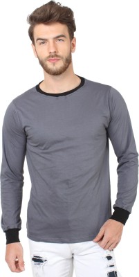 

SayItLoud Solid Men' Round Neck Grey, Black T-Shirt, Black;dark grey