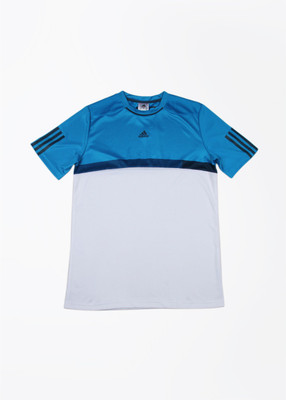 

ADIDAS Boys Solid T Shirt(White), White/ shoblu