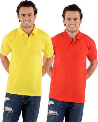 

Blaze Solid Men's Polo Neck Multicolor T-Shirt(Pack of 2, Red;yellow