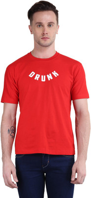 BRITISH TERMINAL Self Design Men Round Neck Red T-Shirt