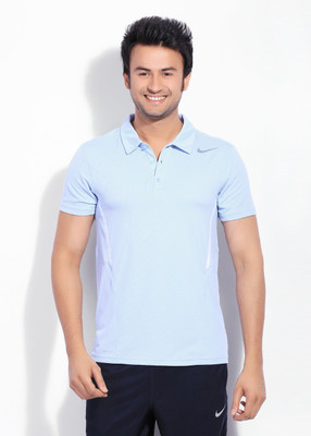 

Nike Solid Men's Polo Neck Blue T-Shirt, Lt blue