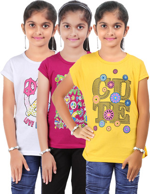 Bes-Tex Girls Printed T Shirt(Multicolor) Bes-Tex Girls Printed T Shirt(Multicolor)