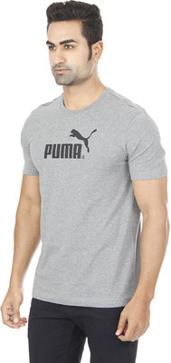

Puma Printed Men' Round Neck Grey T-Shirt, Medium gray heather