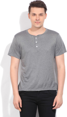 

Flippd Solid Men's Henley Grey T-Shirt, Steel grey