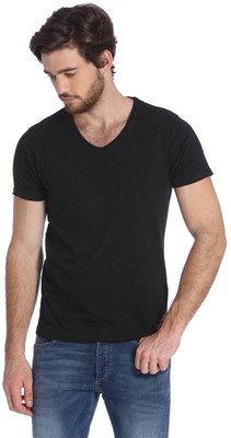 

Jack & Jones Solid Men's V-neck Black T-Shirt